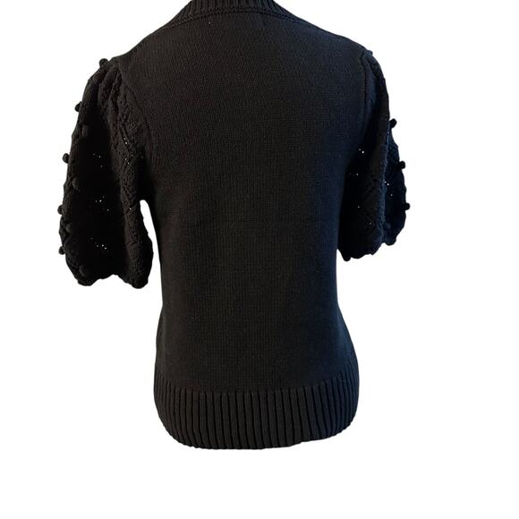 Anthropologie Black Puff Sleeve Knit Top XS Scandinavian Minimal Quiet luxury - Picture 3 of 10